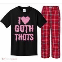 I Love Goth Thots Kids Plaid Pajama Set thumb 0
