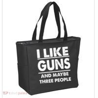 I Like Guns And Maybe Three People Tote Bag thumb 2