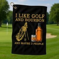 I Like Golf And Bourbon And Maybe 3 People Funny Golf Golf Towel thumb 1