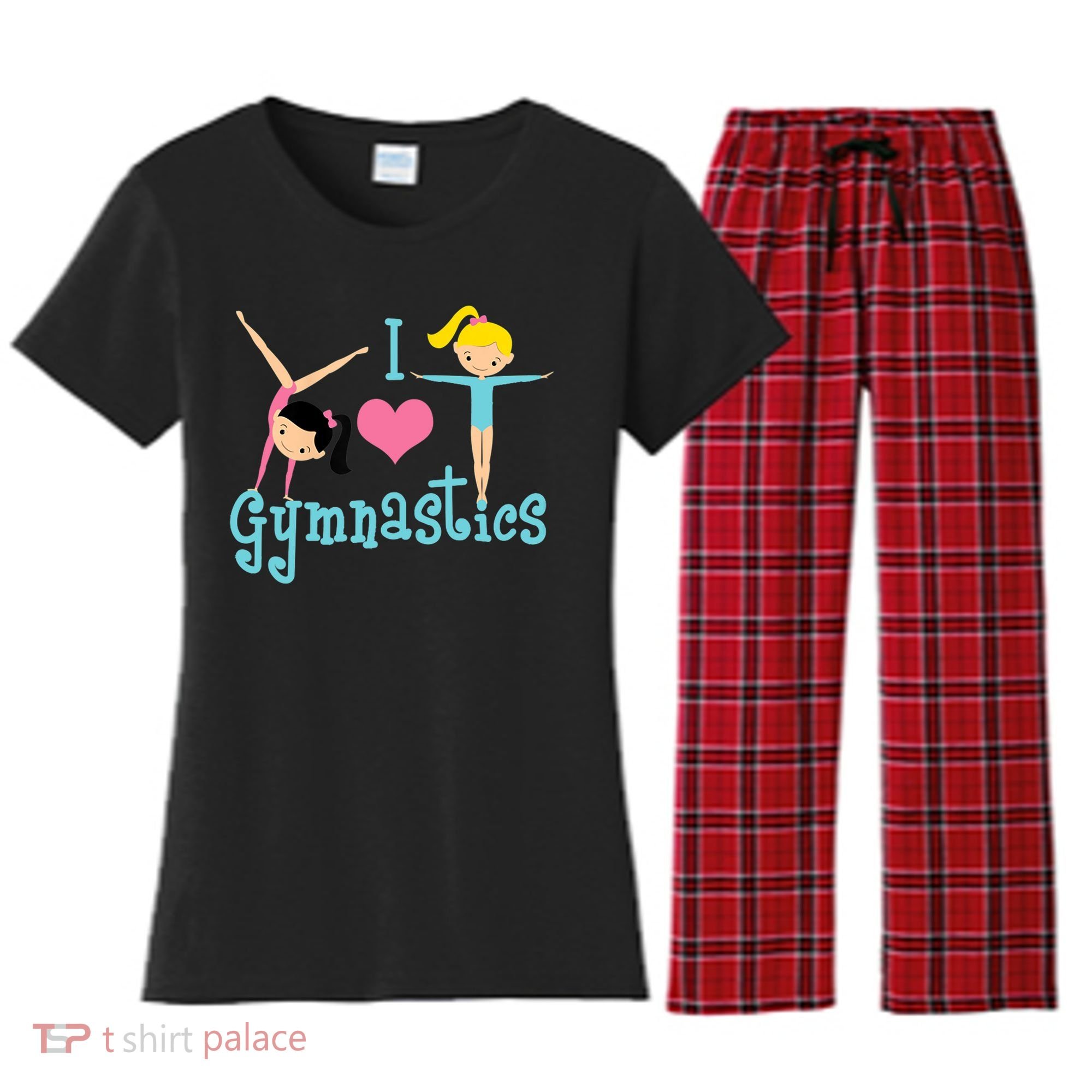 I Love Gymnastics TShirt Women's Flannel Pajama Set