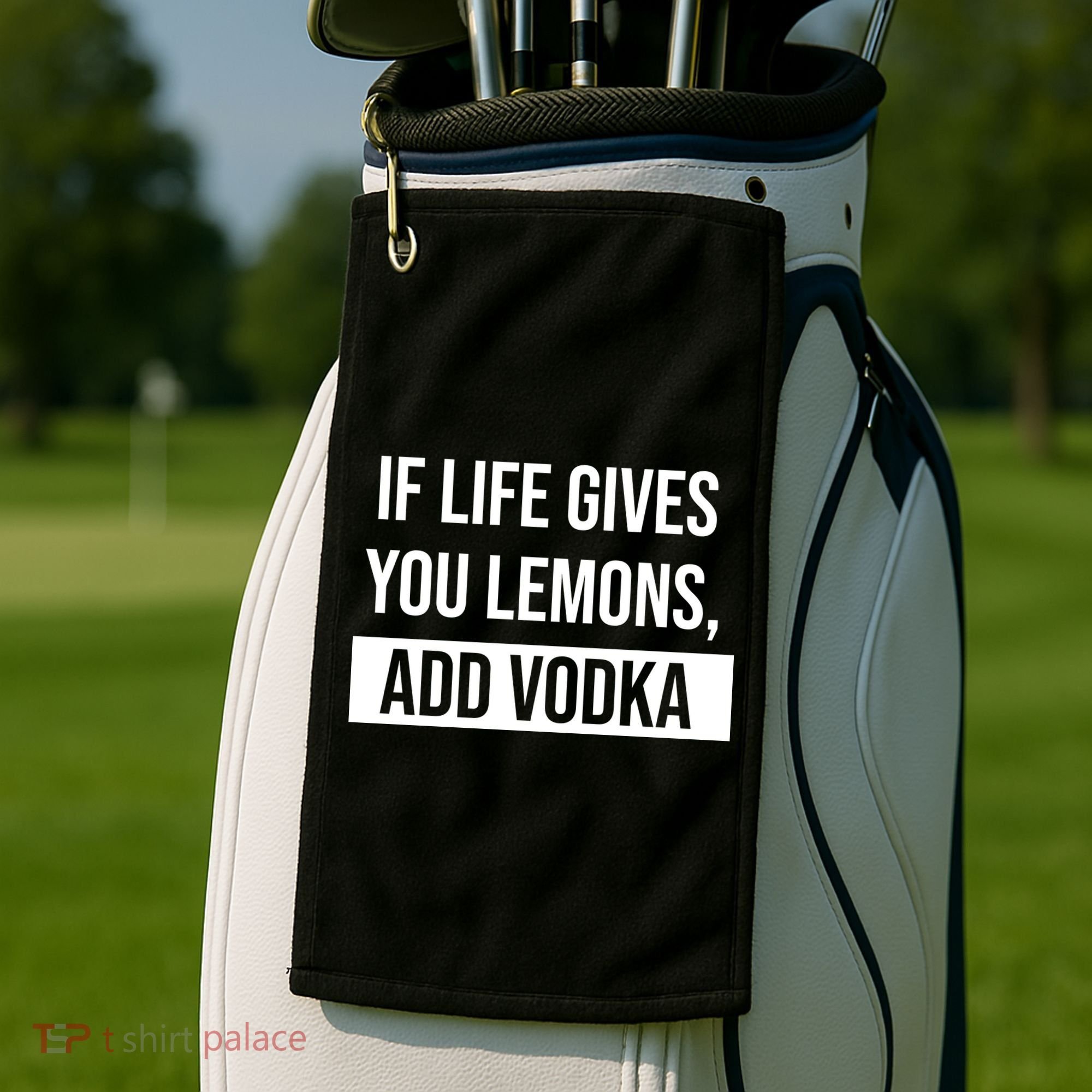If Life Gives You Lemons Add Vodka Funny Golf Towel