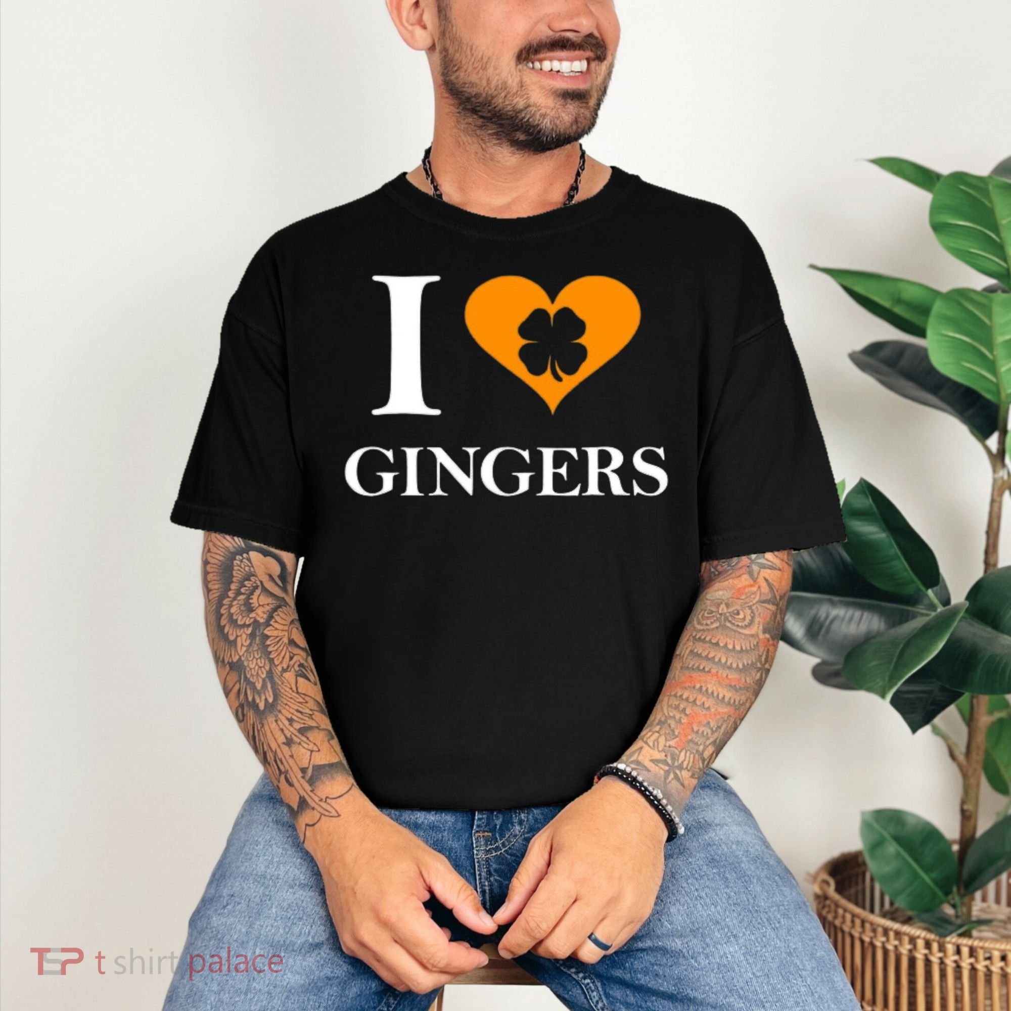 I Love Gingers Heart Shamrock Redhead Lover Comfort Colors T-Shirt