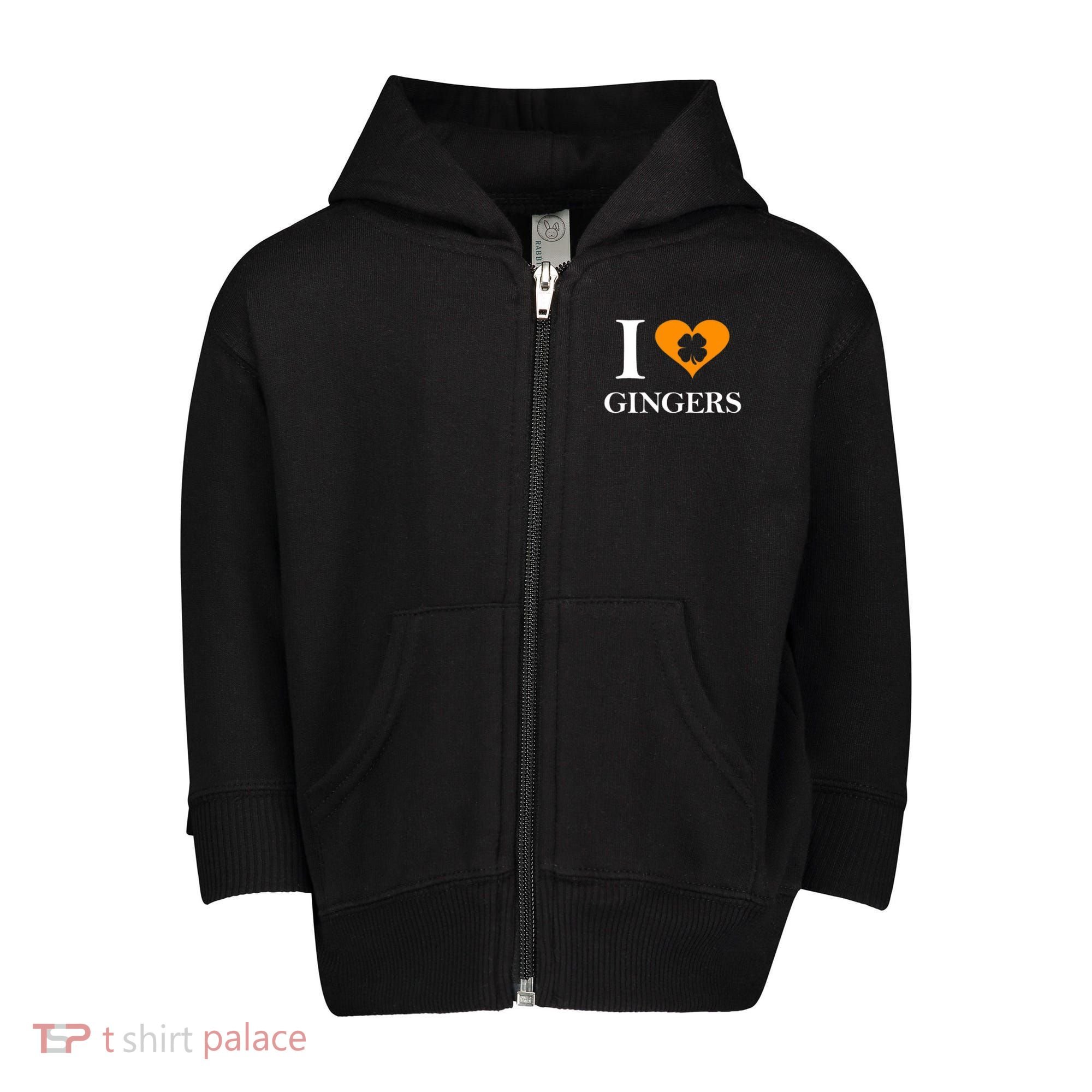 I Love Gingers Heart Shamrock Redhead Lover Toddler Zip Fleece Hoodie