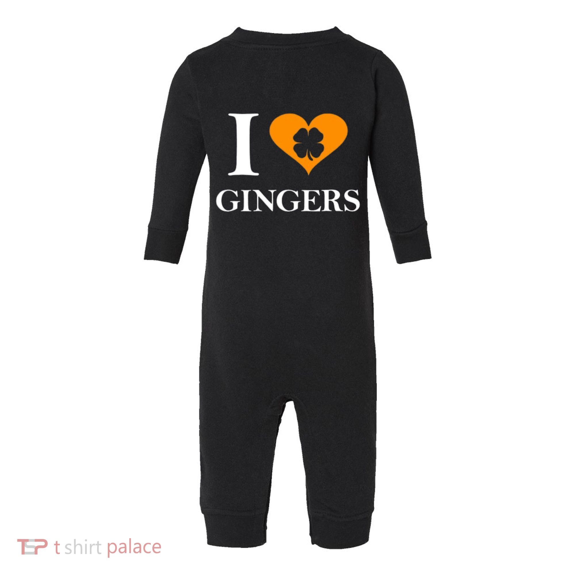 I Love Gingers Heart Shamrock Redhead Lover Infant Fleece One Piece