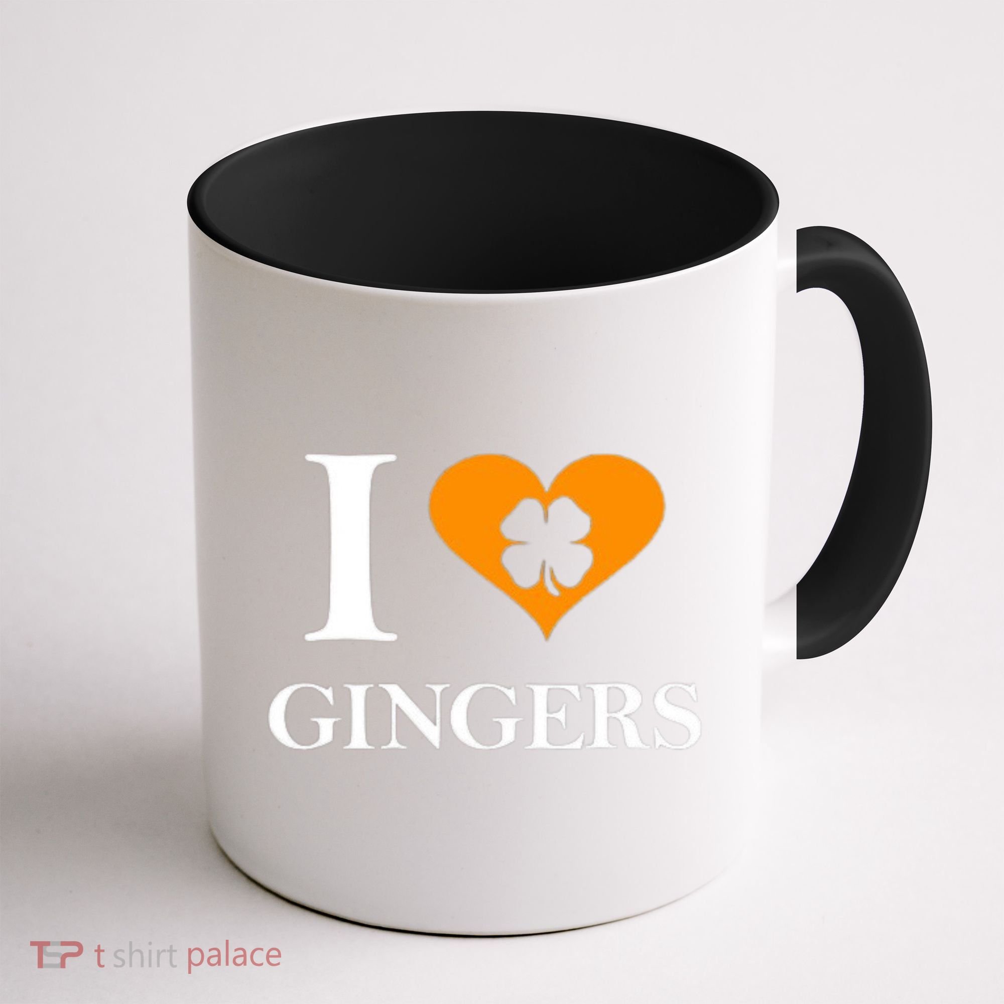 I Love Gingers Heart Shamrock Redhead Lover Coffee Mug