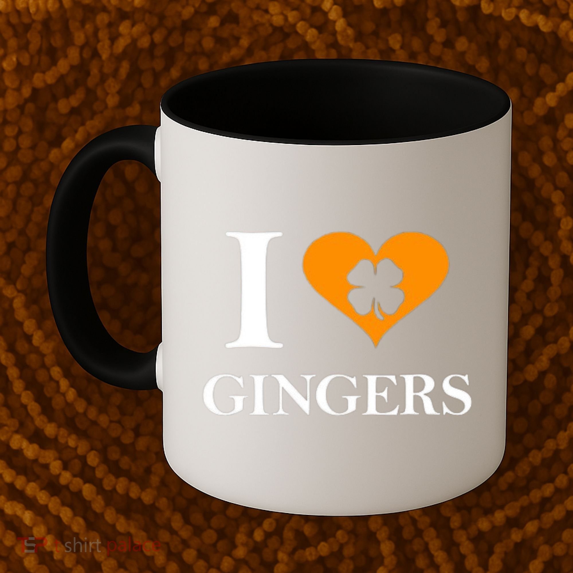 I Love Gingers Heart Shamrock Redhead Lover Coffee Mug