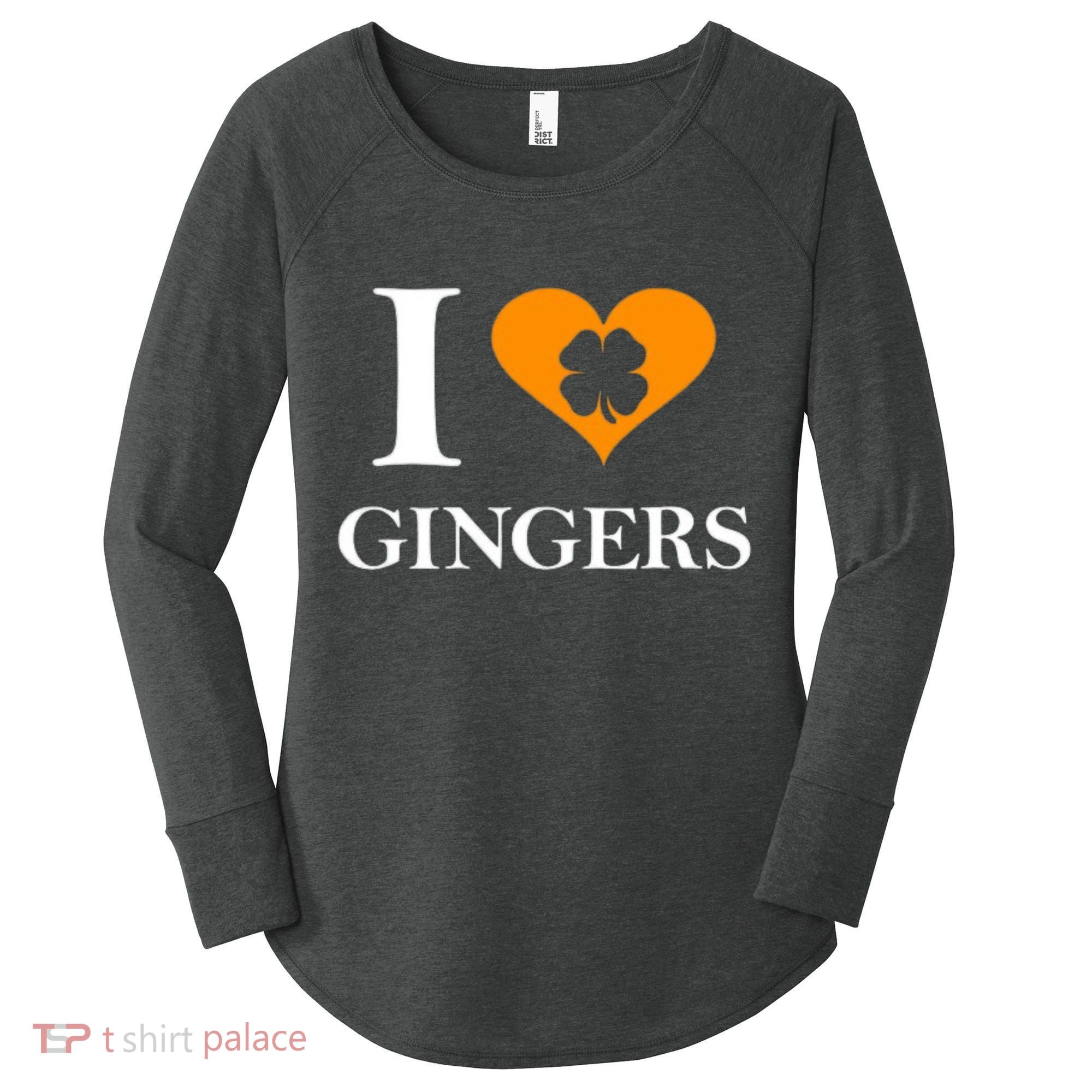 I Love Gingers Heart Shamrock Redhead Lover Women's Perfect Tri Tunic Long Sleeve Shirt