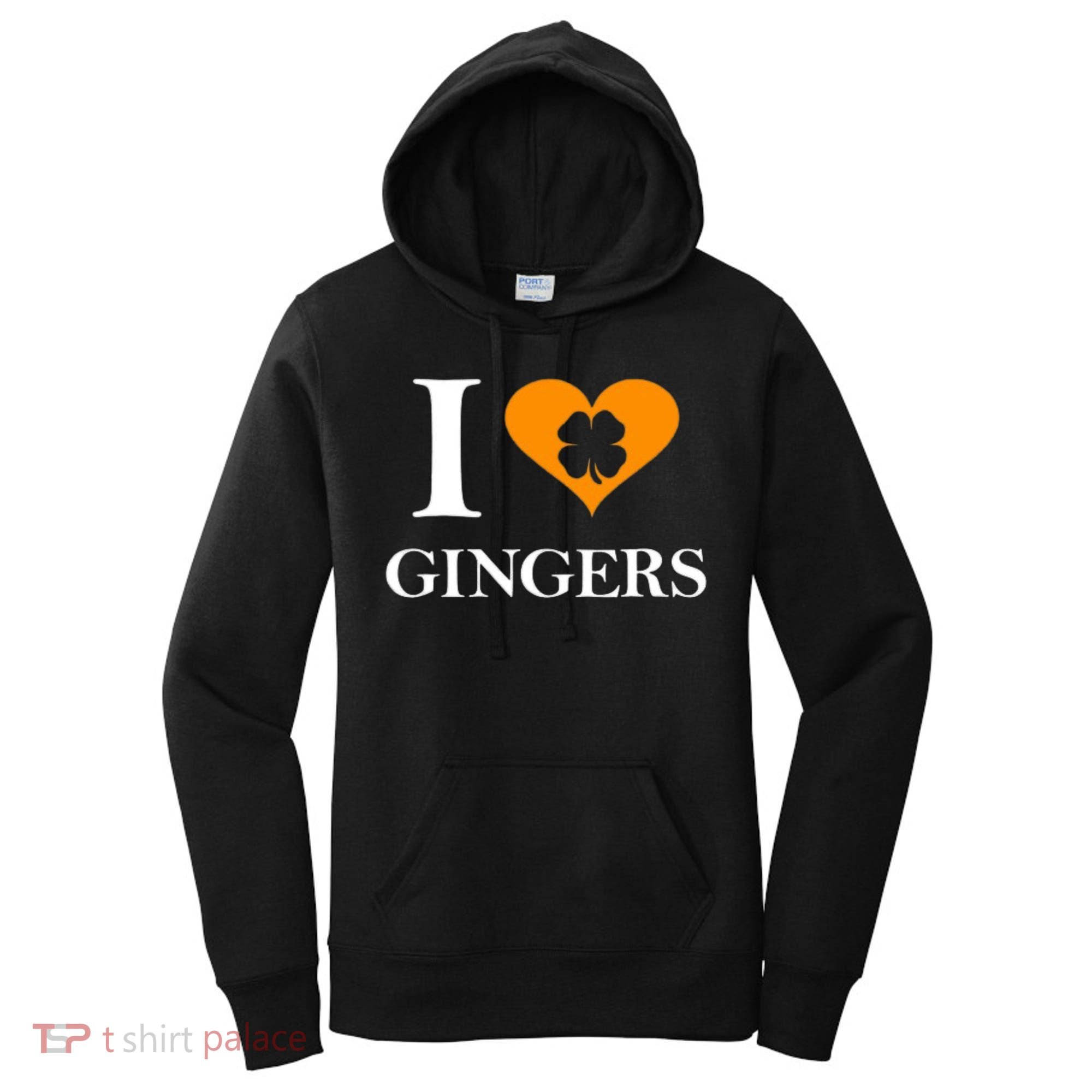 I Love Gingers Heart Shamrock Redhead Lover Women's Hoodie