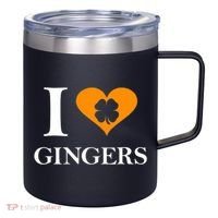 I Love Gingers Heart Shamrock Redhead Lover 12oz Stainless Steel Coffee Mug thumb 0