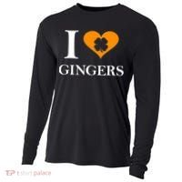 I Love Gingers Heart Shamrock Redhead Lover Cooling Performance Long Sleeve Crew thumb 0