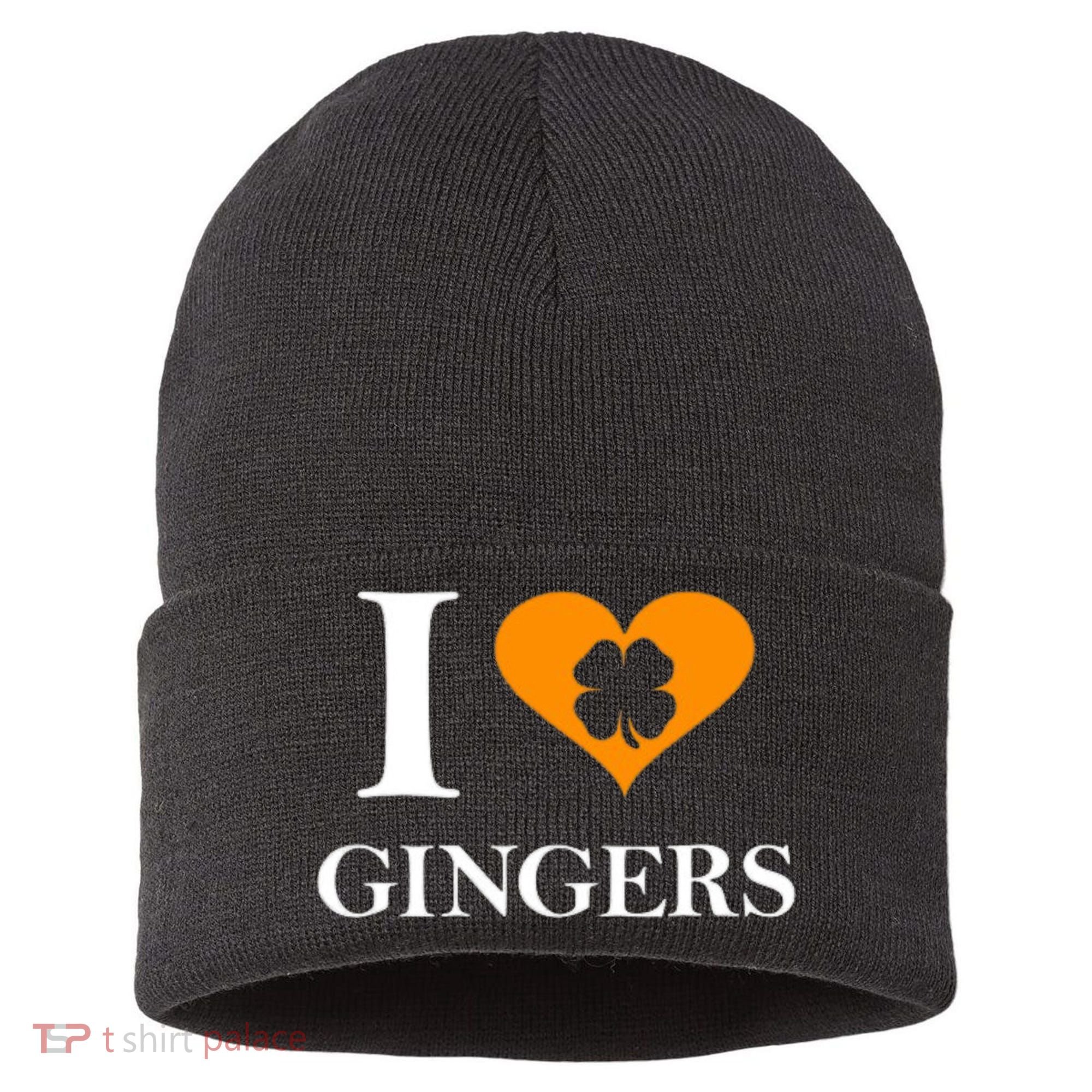 I Love Gingers Heart Shamrock Redhead Lover Sustainable Knit Beanie