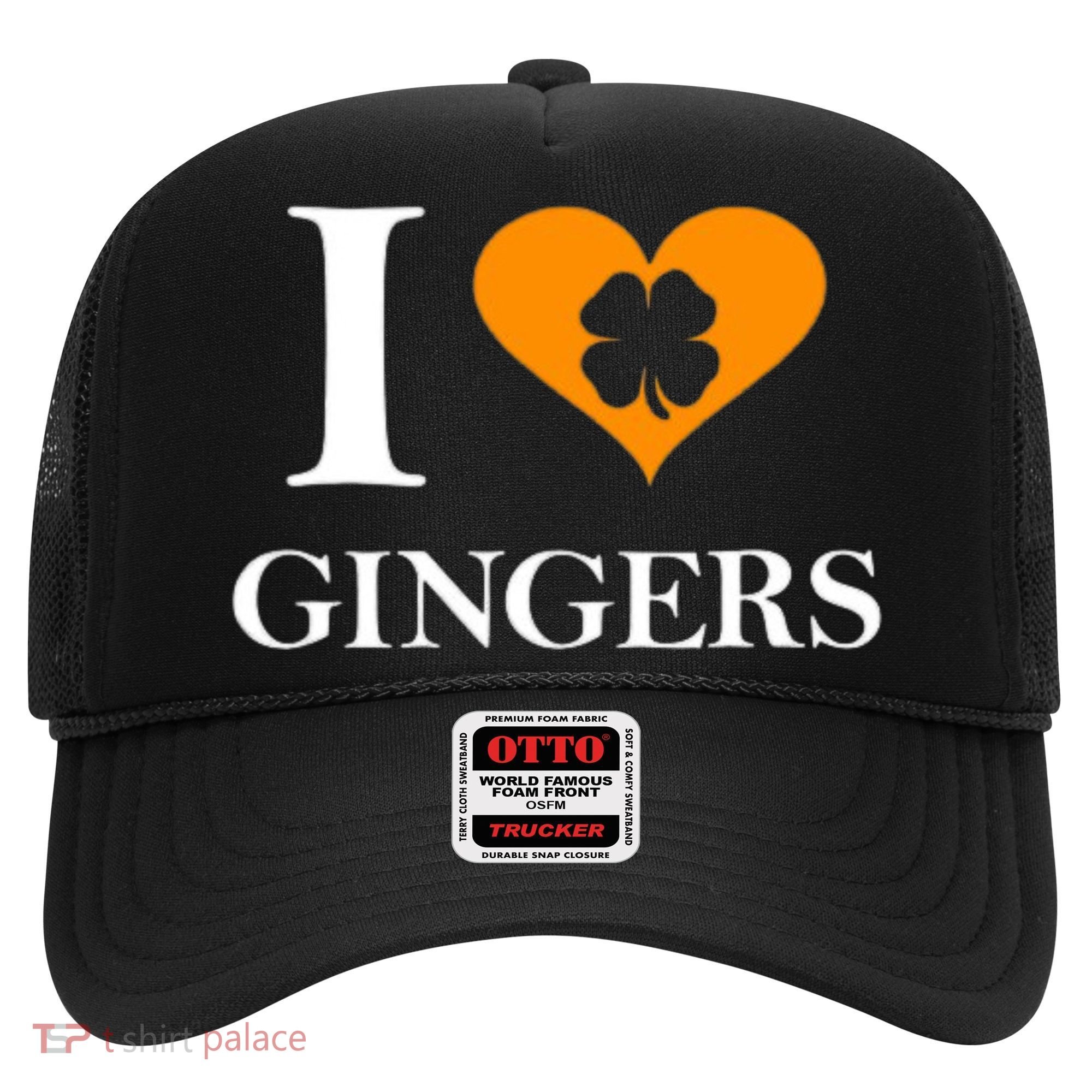 I Love Gingers Heart Shamrock Redhead Lover Hat
