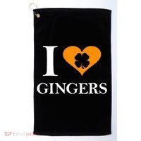 I Love Gingers Heart Shamrock Redhead Lover Golf Towel thumb 0