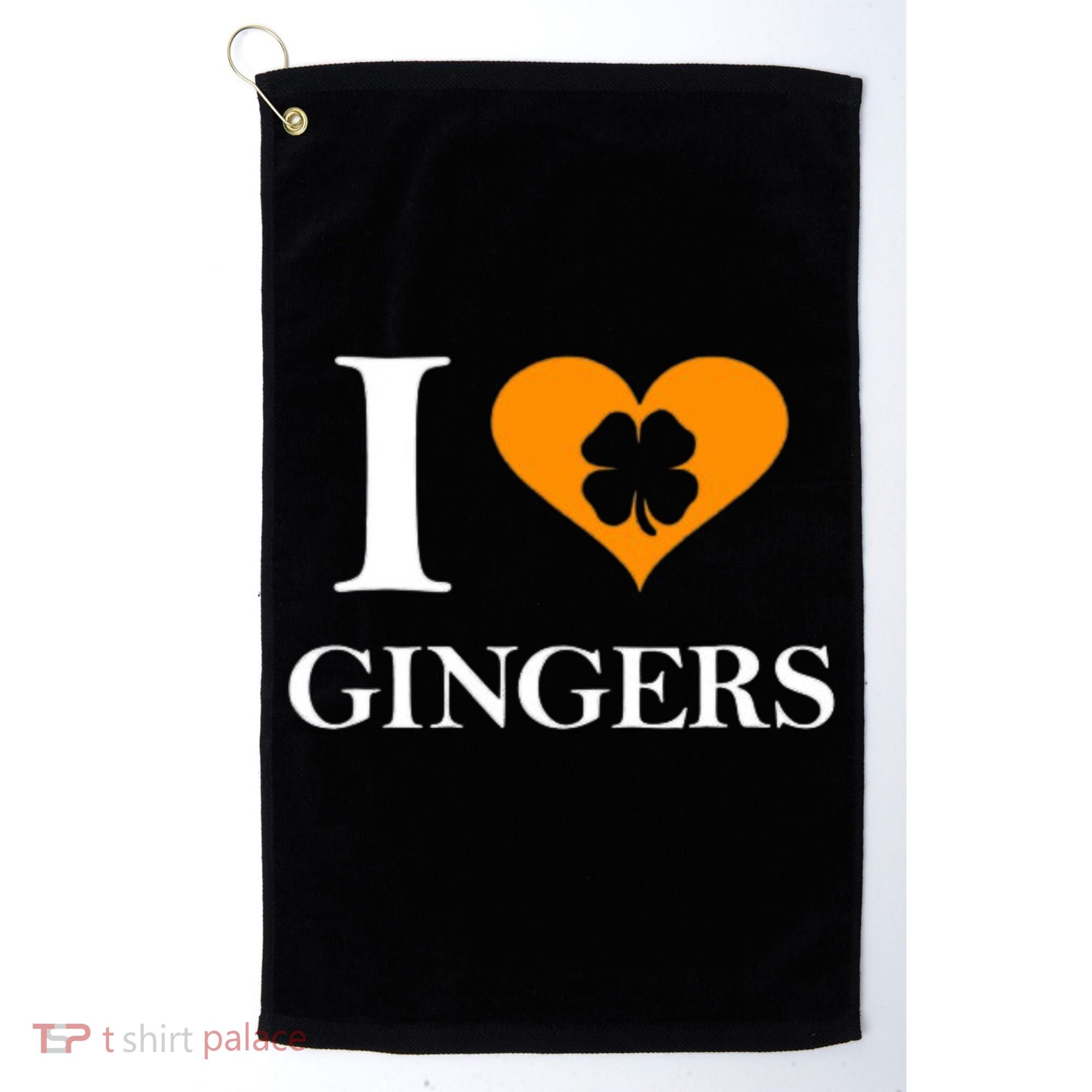 I Love Gingers Heart Shamrock Redhead Lover Golf Towel