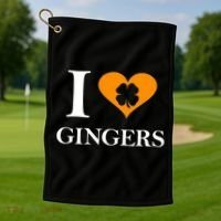 I Love Gingers Heart Shamrock Redhead Lover Golf Towel thumb 1