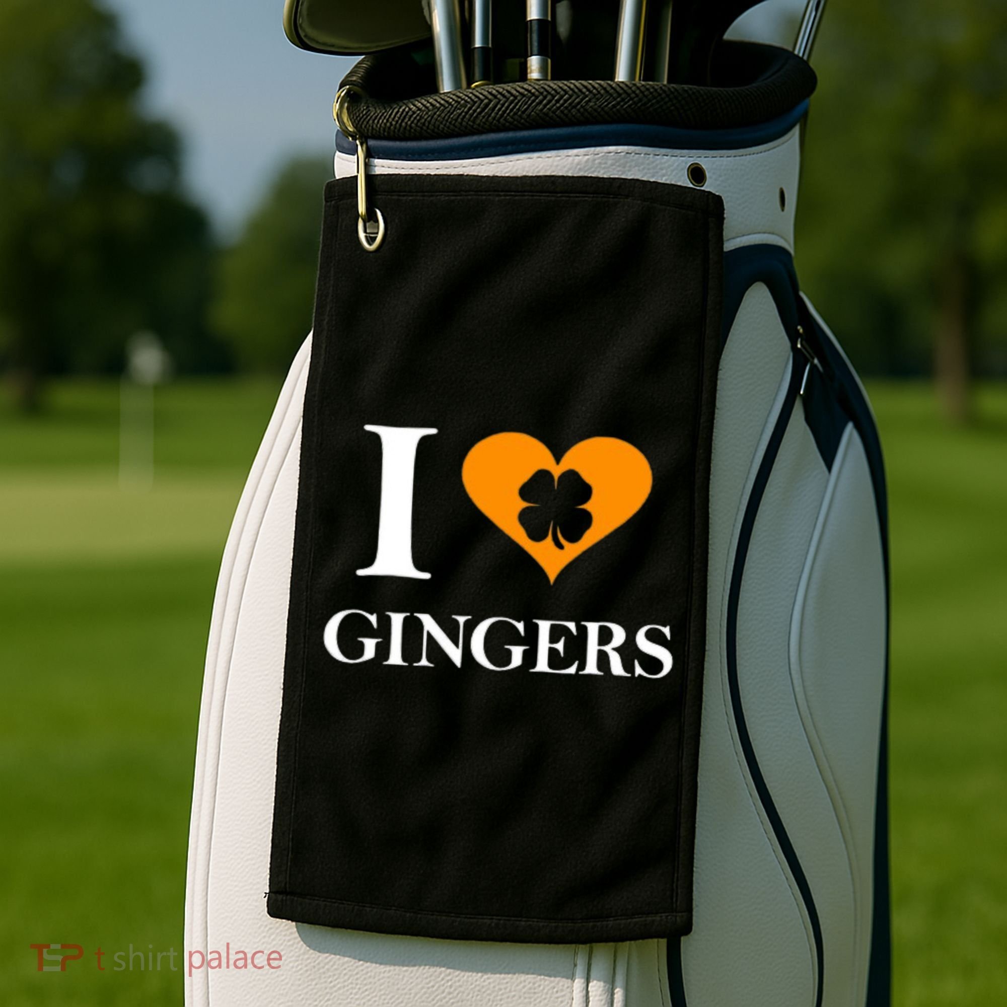 I Love Gingers Heart Shamrock Redhead Lover Golf Towel