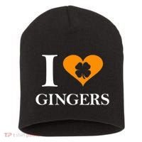 I Love Gingers Heart Shamrock Redhead Lover Short Acrylic Beanie thumb 0