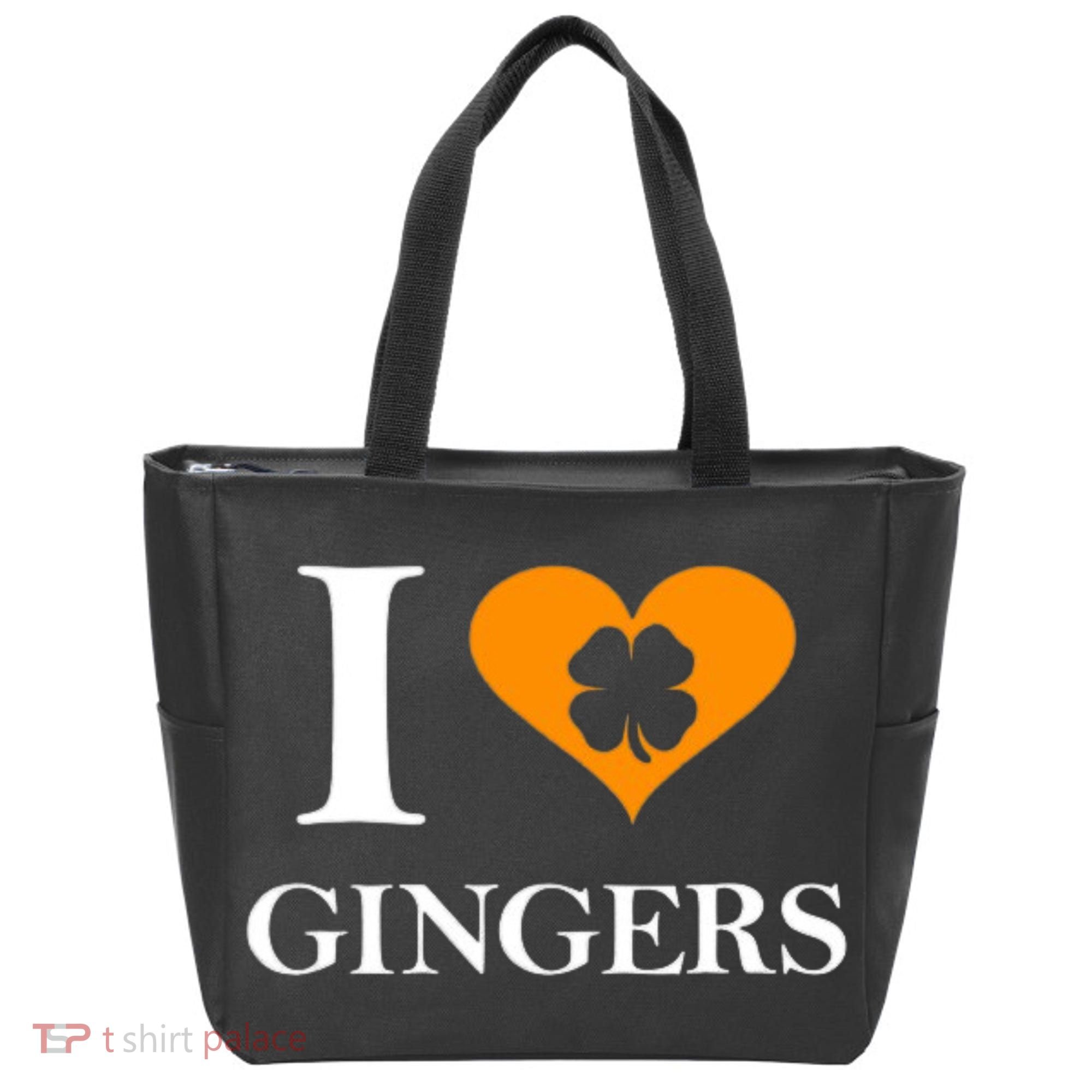 I Love Gingers Heart Shamrock Redhead Lover Tote Bag