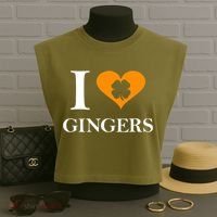 I Love Gingers Heart Shamrock Redhead Lover Garment-Dyed Women's Muscle Tee thumb 3