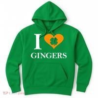 I Love Gingers Heart Shamrock Redhead Lover Hoodie thumb 0