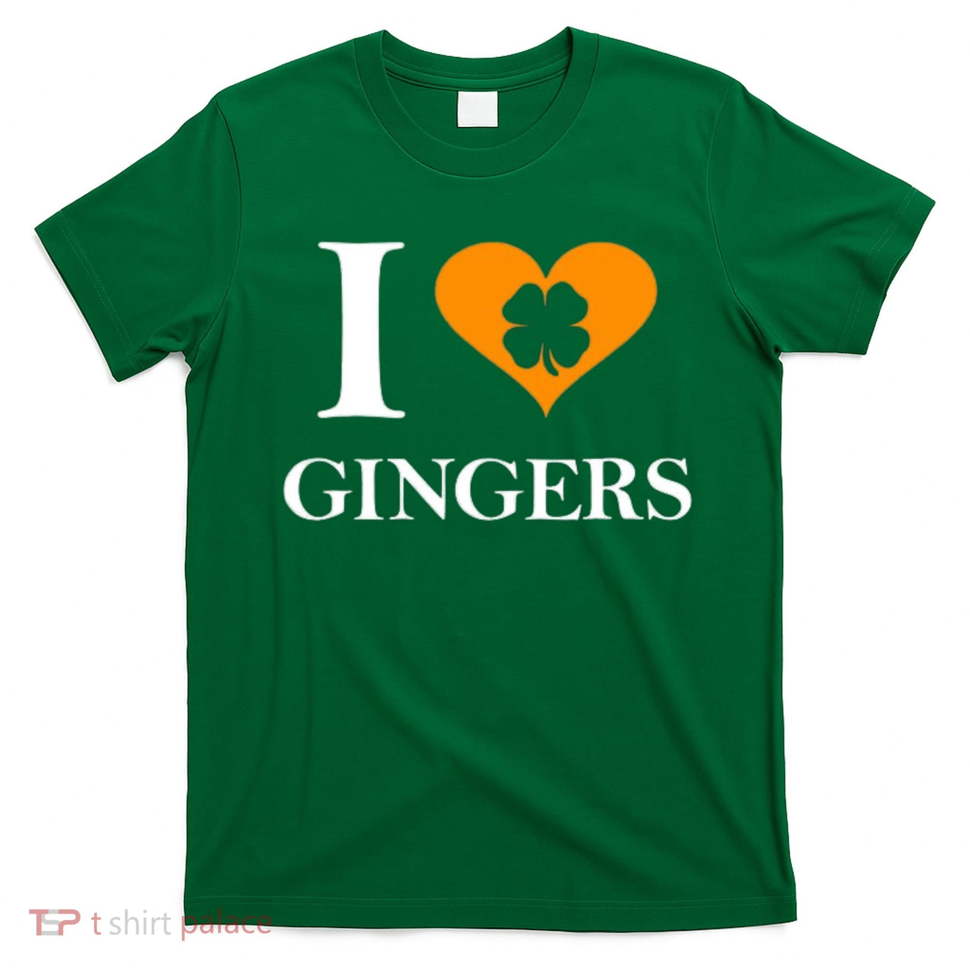 I Love Gingers Heart Shamrock Redhead Lover T-Shirt
