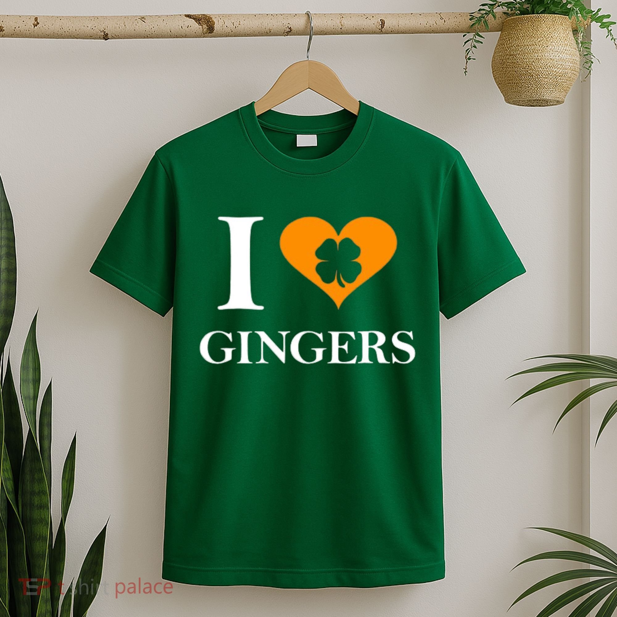 I Love Gingers Heart Shamrock Redhead Lover T-Shirt