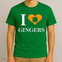 I Love Gingers Heart Shamrock Redhead Lover T-Shirt thumb 3
