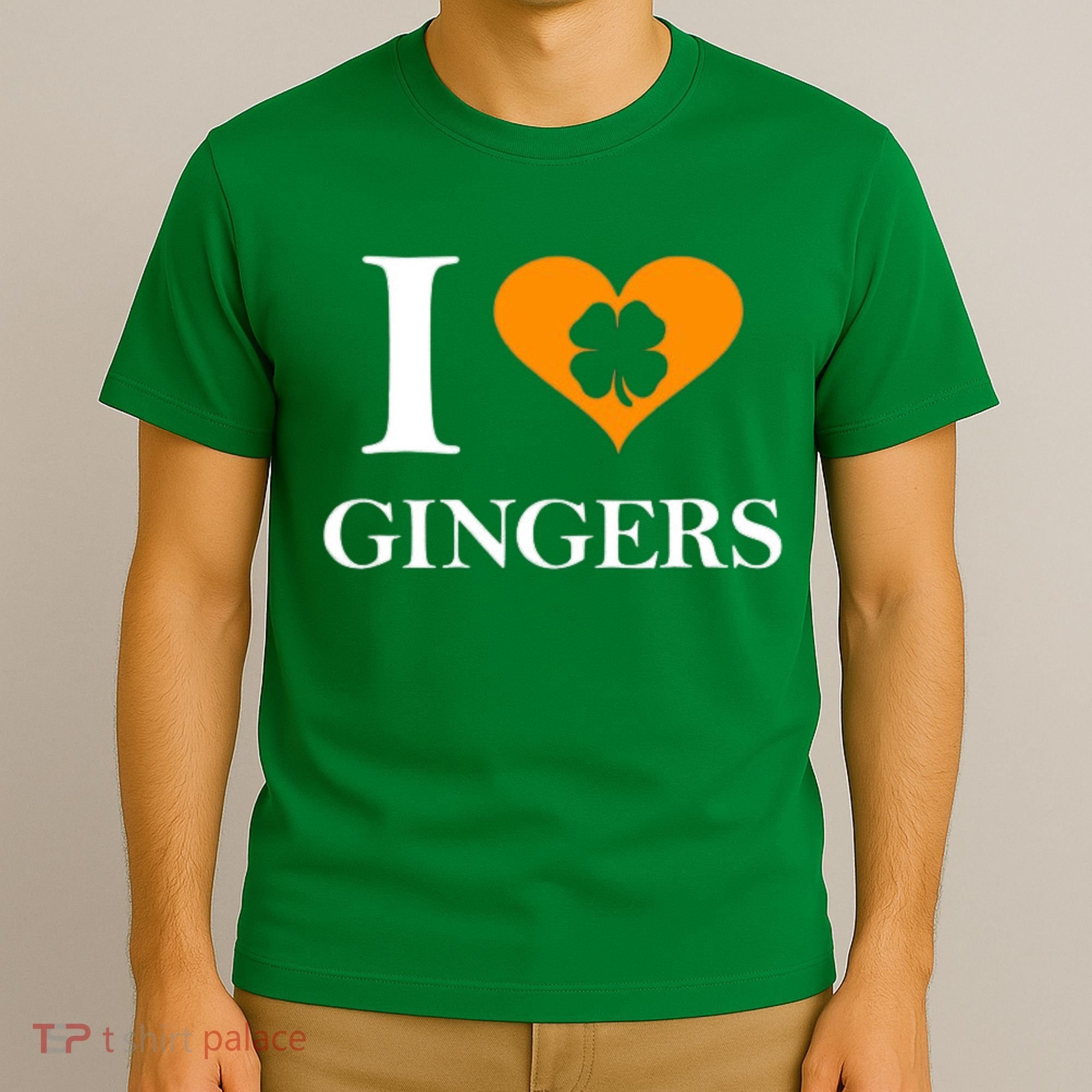 I Love Gingers Heart Shamrock Redhead Lover T-Shirt