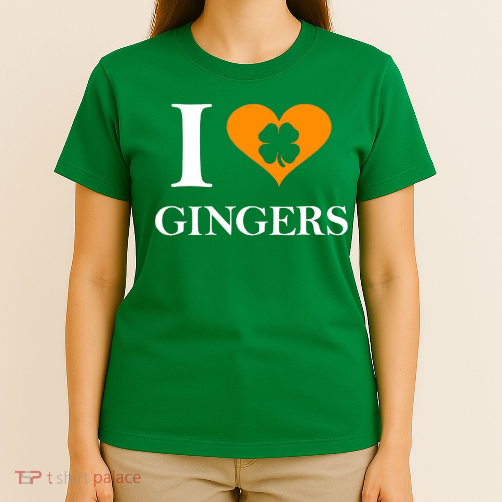 I Love Gingers Heart Shamrock Redhead Lover T-Shirt