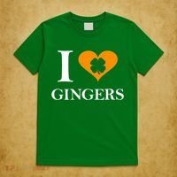 I Love Gingers Heart Shamrock Redhead Lover T-Shirt thumb 5