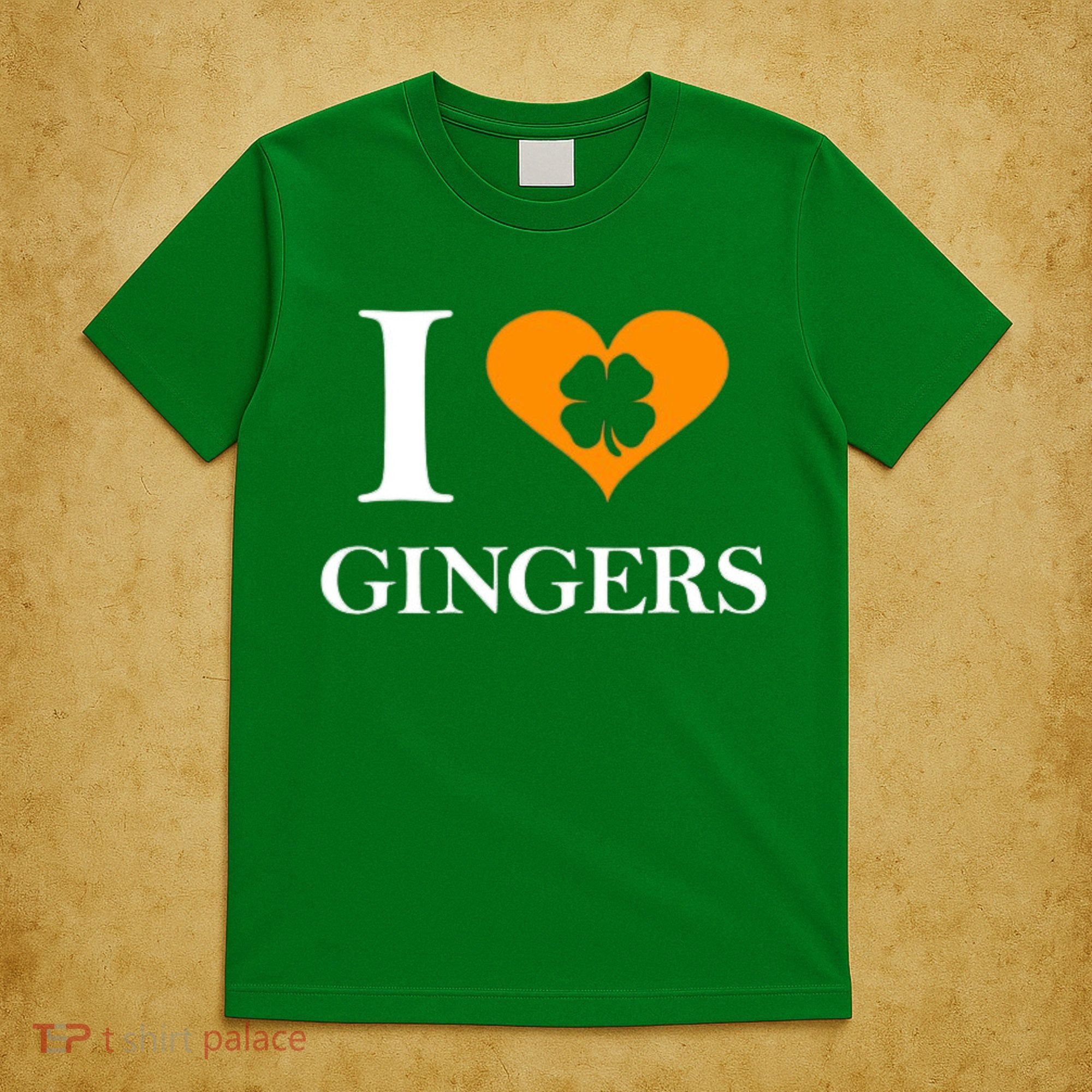 I Love Gingers Heart Shamrock Redhead Lover T-Shirt