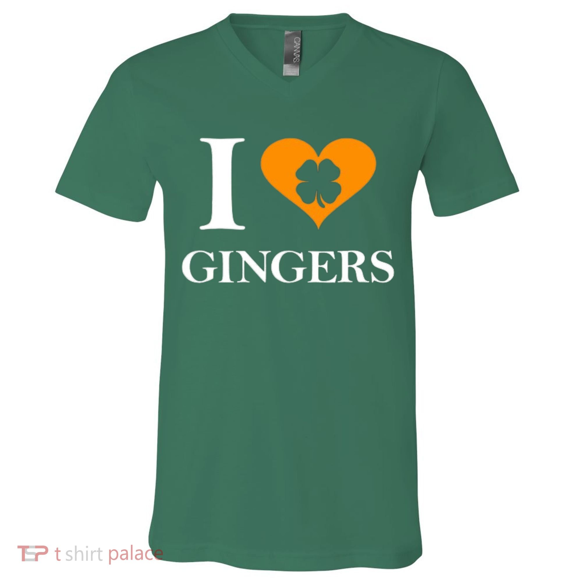 I Love Gingers Heart Shamrock Redhead Lover V-Neck T-Shirt