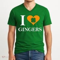 I Love Gingers Heart Shamrock Redhead Lover V-Neck T-Shirt thumb 2