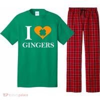 I Love Gingers Heart Shamrock Redhead Lover Pajama Set thumb 0