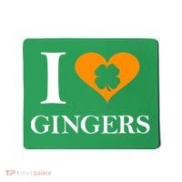 I Love Gingers Heart Shamrock Redhead Lover Mousepad thumb 0