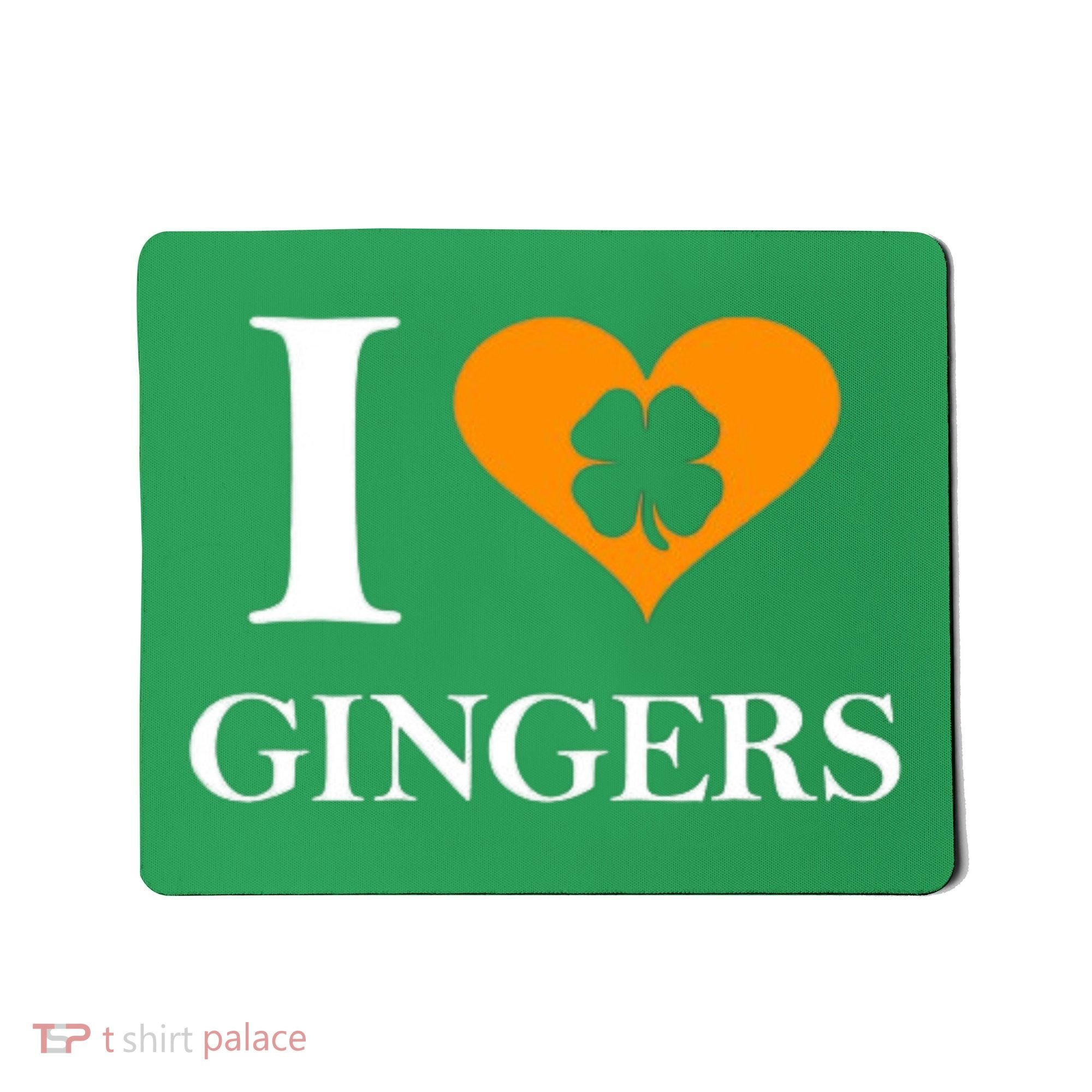 I Love Gingers Heart Shamrock Redhead Lover Mousepad