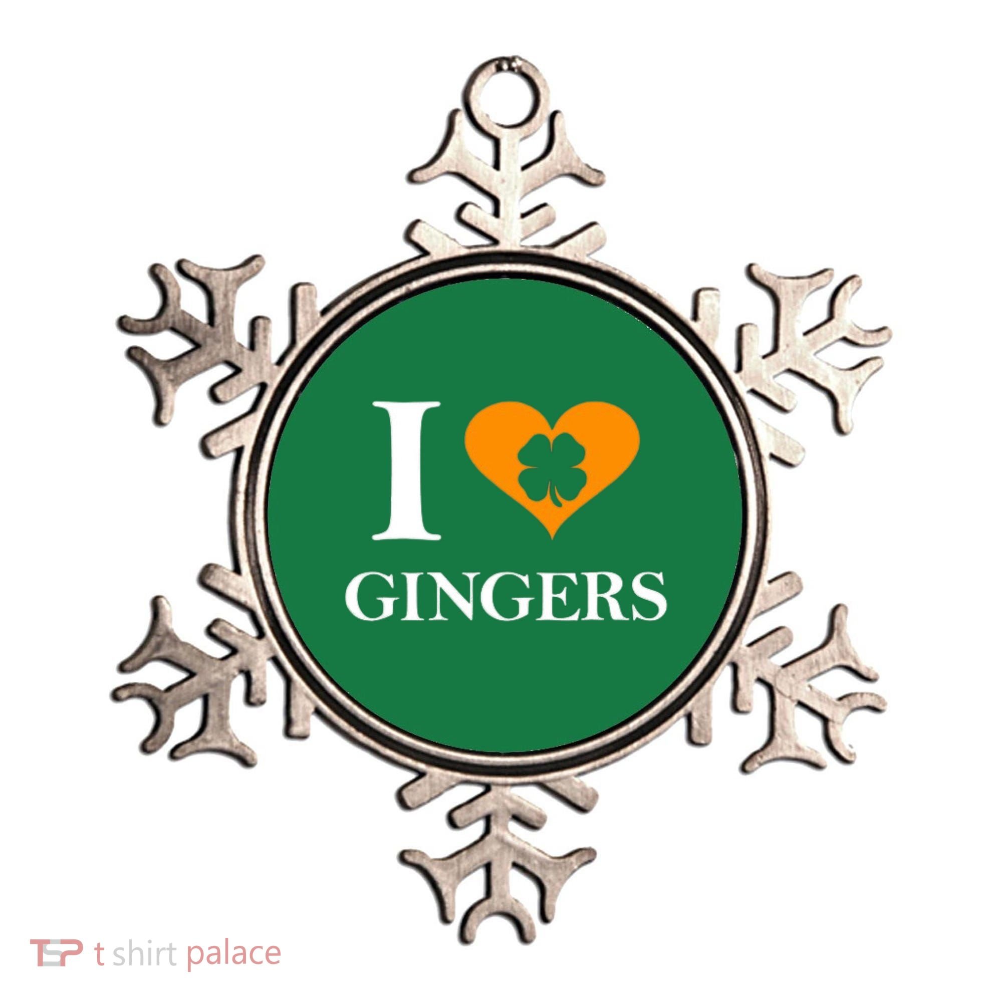 I Love Gingers Heart Shamrock Redhead Lover Ornament
