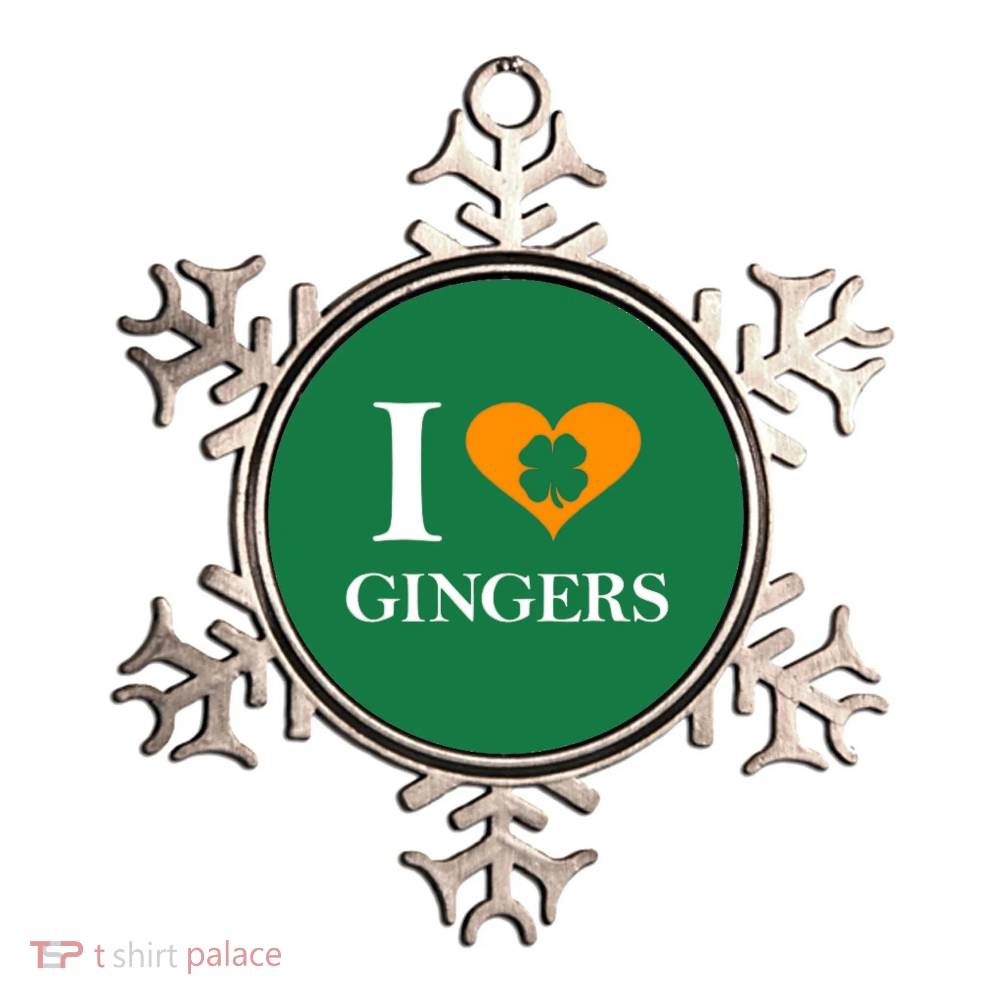 I Love Gingers Heart Shamrock Redhead Lover Ornament