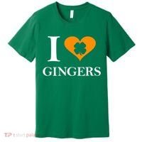 I Love Gingers Heart Shamrock Redhead Lover Premium T-Shirt thumb 0