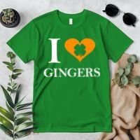 I Love Gingers Heart Shamrock Redhead Lover Premium T-Shirt thumb 2