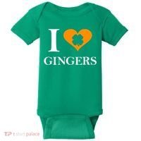 I Love Gingers Heart Shamrock Redhead Lover Baby Bodysuit thumb 0