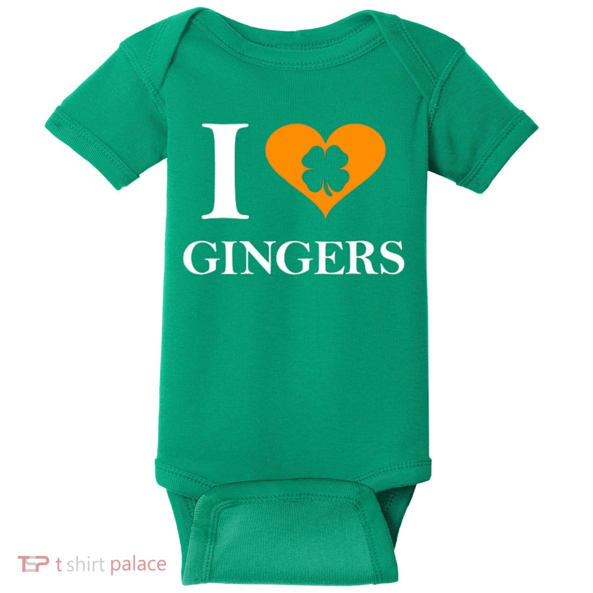 I Love Gingers Heart Shamrock Redhead Lover Baby Bodysuit