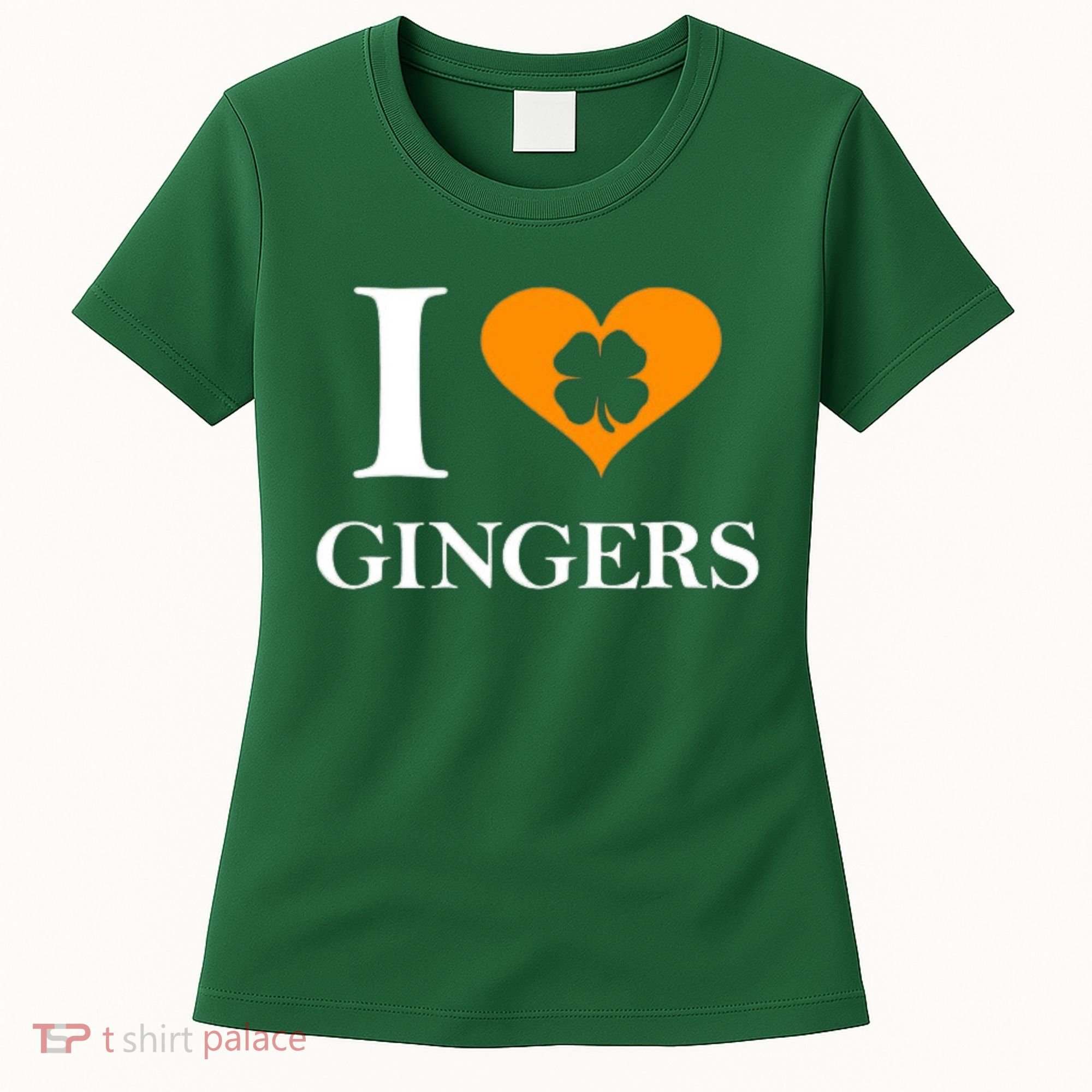 I Love Gingers Heart Shamrock Redhead Lover Women's T-Shirt