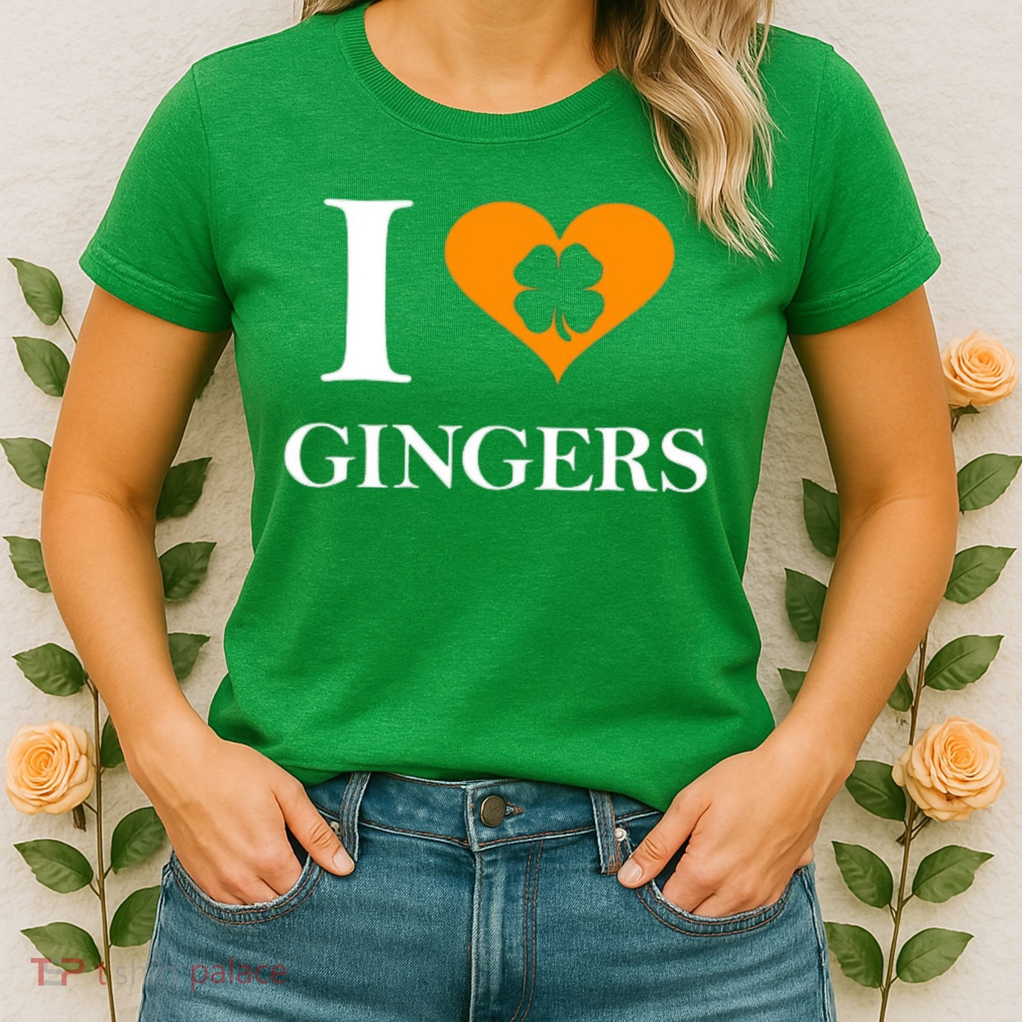 I Love Gingers Heart Shamrock Redhead Lover Women's T-Shirt