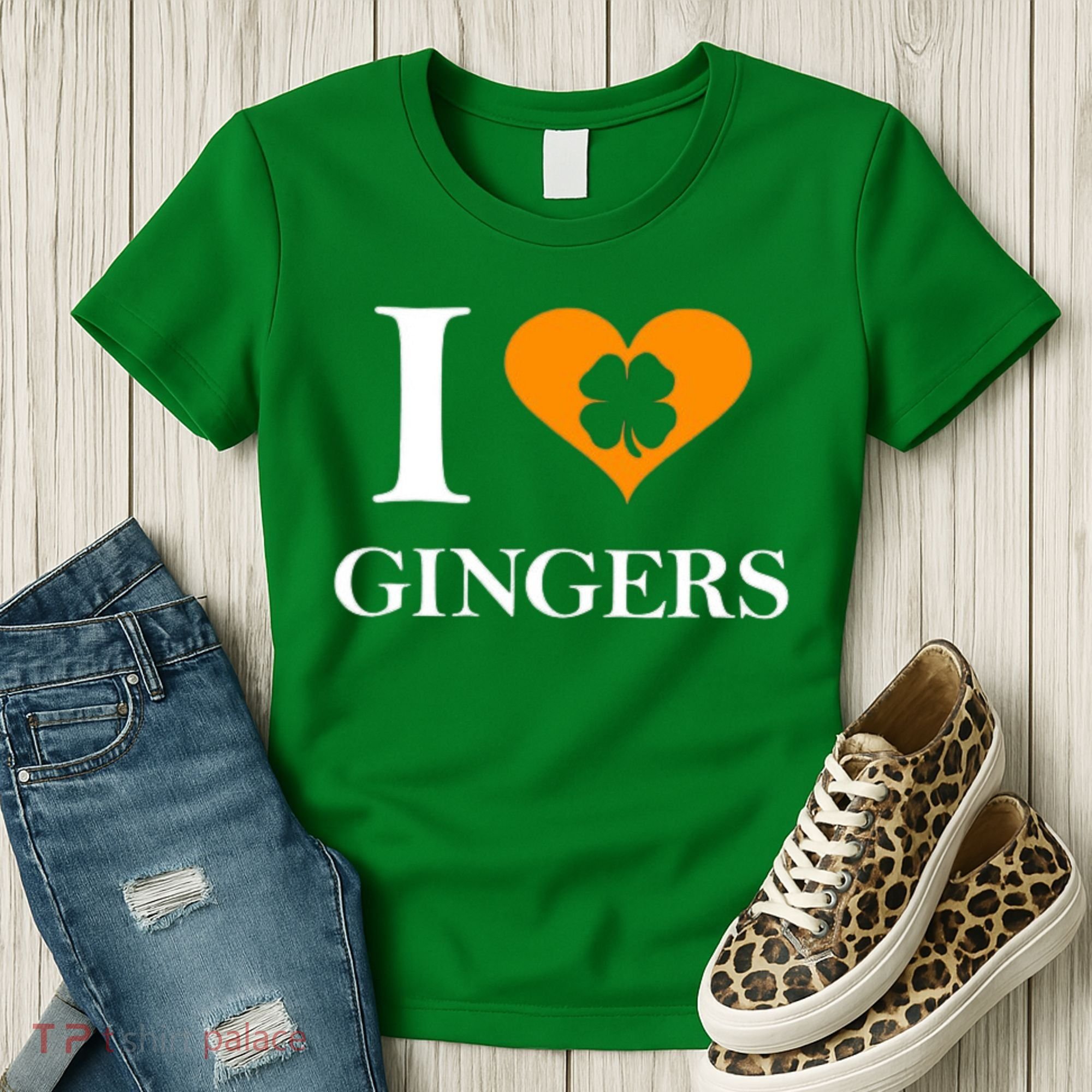 I Love Gingers Heart Shamrock Redhead Lover Women's T-Shirt