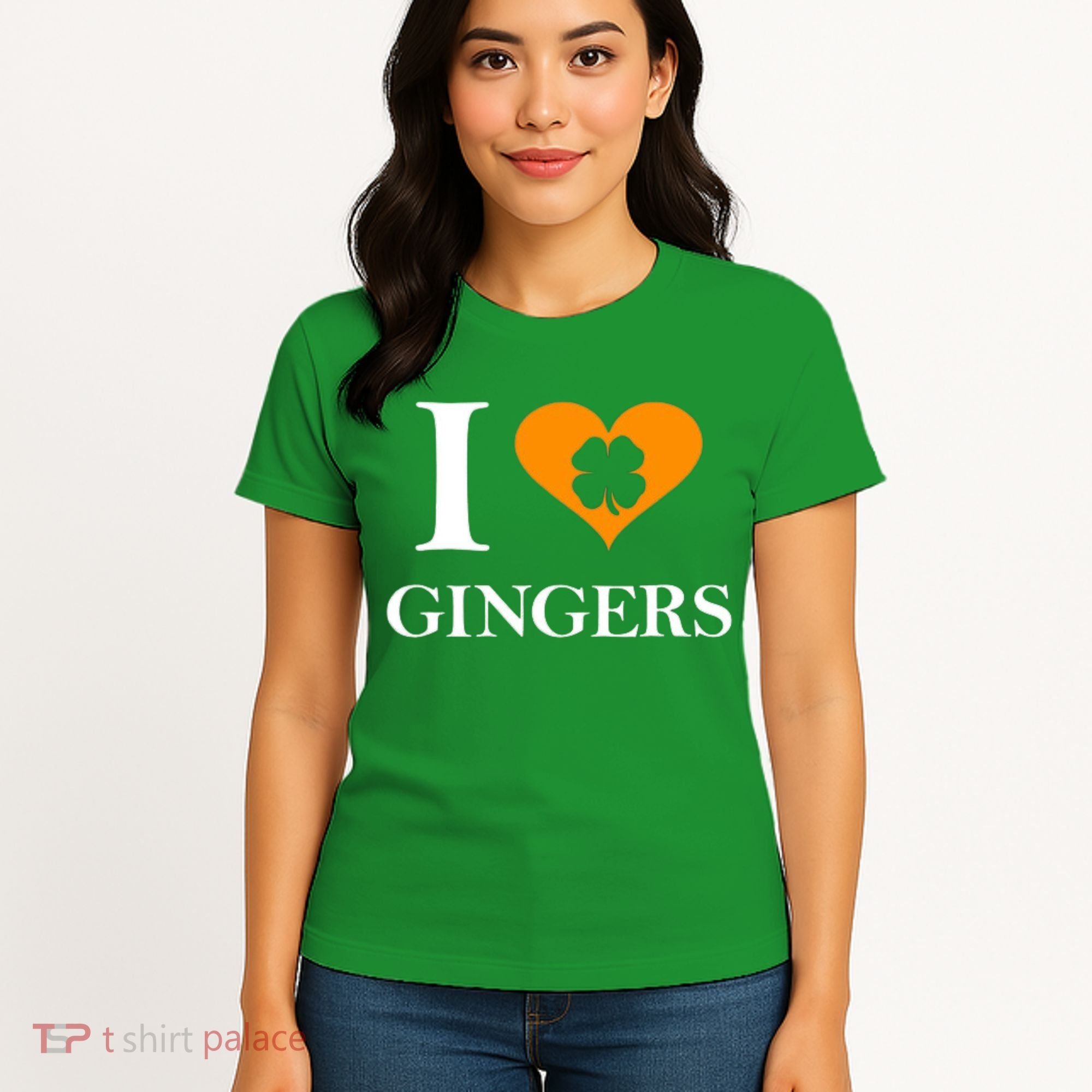 I Love Gingers Heart Shamrock Redhead Lover Women's T-Shirt