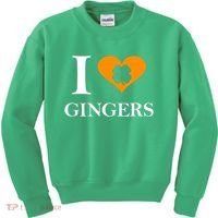 I Love Gingers Heart Shamrock Redhead Lover Kids Sweatshirt thumb 0