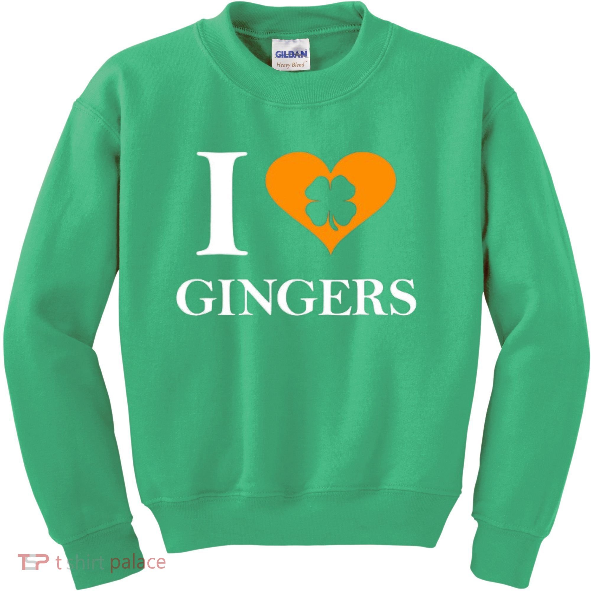 I Love Gingers Heart Shamrock Redhead Lover Kids Sweatshirt