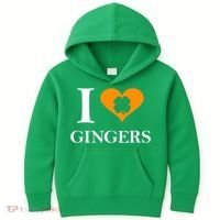 I Love Gingers Heart Shamrock Redhead Lover Kids Hoodie thumb 0