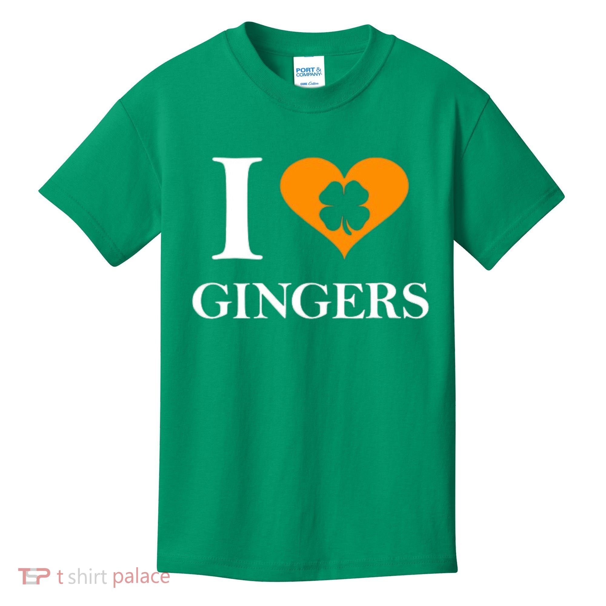 I Love Gingers Heart Shamrock Redhead Lover Kids T-Shirt